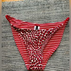 J.Crew No Tie String Bikini Bottom - Strawberry and Stripes Reversible Print